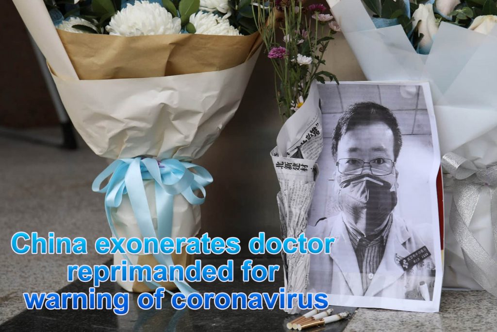 China exonerates doctor reprimanded for warning of coronavirus